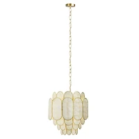 Hello Honey® 17.5" 4-Tier Capiz and Metal Chandelier