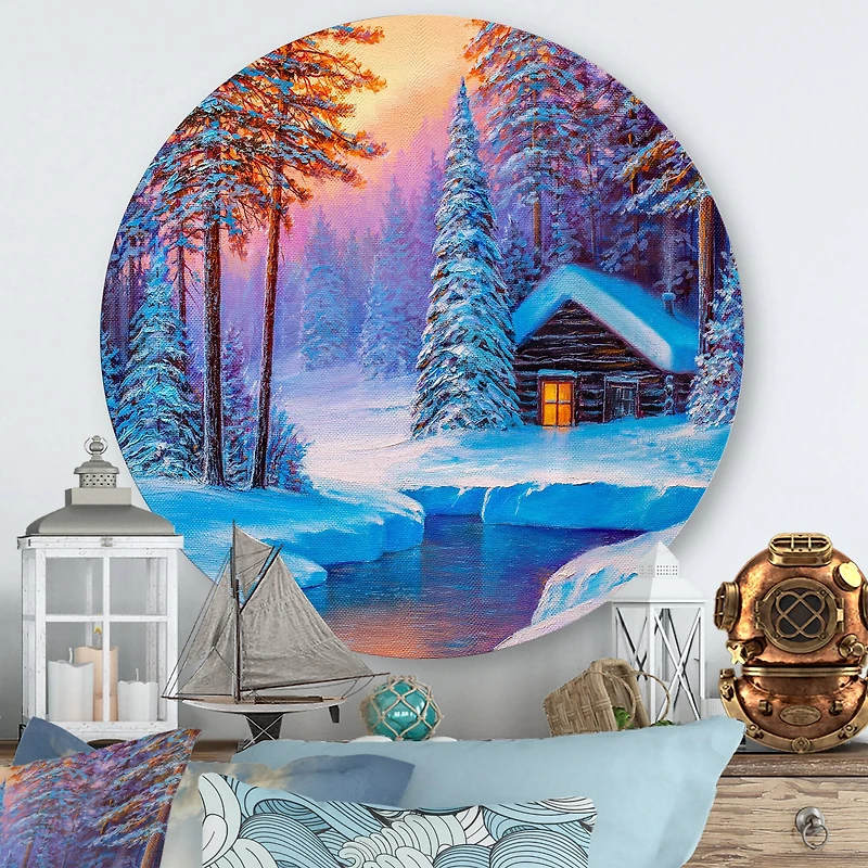 Designart - Old Cabin In Winter Forest I