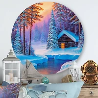 Designart - Old Cabin In Winter Forest I