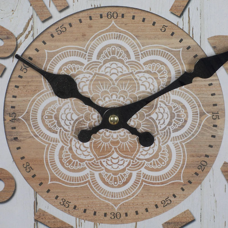 White Metal Farmhouse Wall Clock, 14" x 14" x 3"