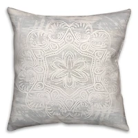White Textured Medallion I 18" x 18" Throw Pillow