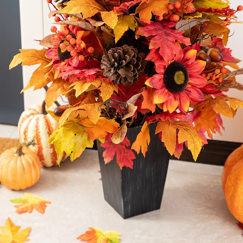 Glitzhome® 36" Fall Sunflower, Pinecone and Berry Porch Tree
