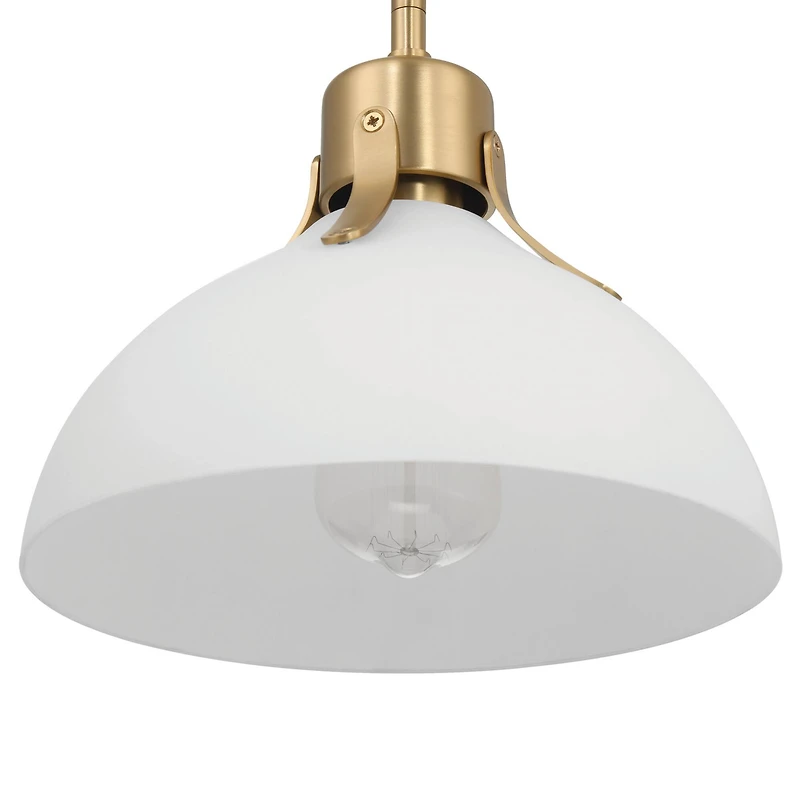 Hello Honey® Delano Gold & White Industrial Metal & Etched Glass Ceiling Light