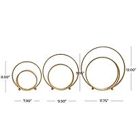 Gold Metal Geometric Layered Ring Sculpture Set