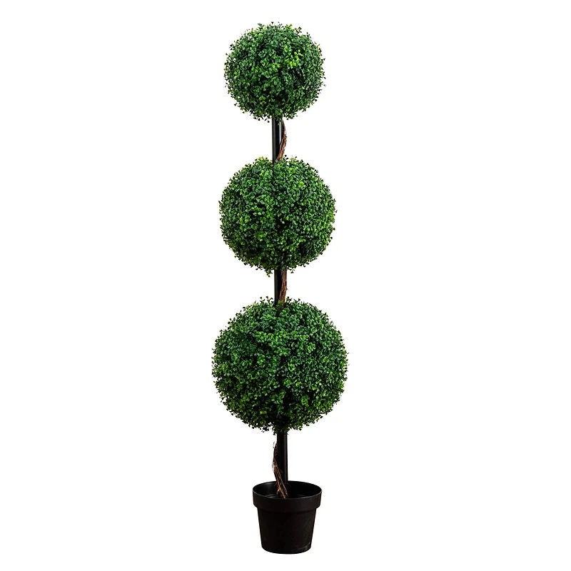 5ft. Potted Artificial Triple Ball Boxwood Topiary Tree