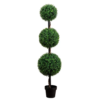 5ft. Potted Artificial Triple Ball Boxwood Topiary Tree