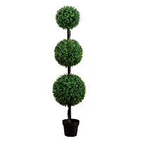 5ft. Potted Artificial Triple Ball Boxwood Topiary Tree