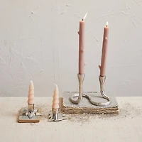 Hello Honey® 7" Nickel Finish Electroplated Aluminum Wavy Taper Candleholder