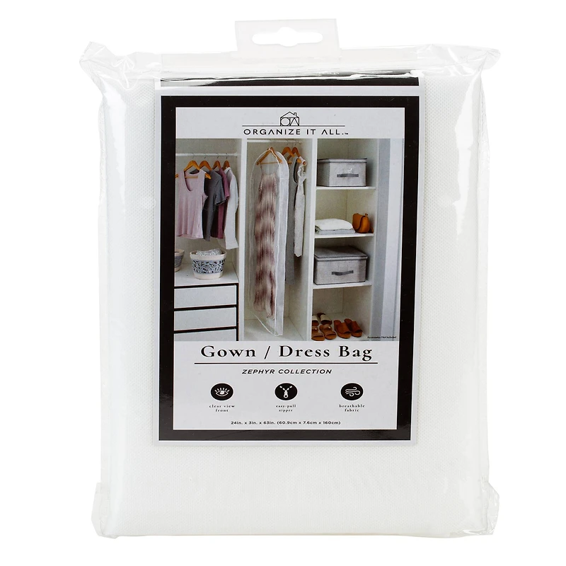 Organize It All Gusseted Clear Gown Bag