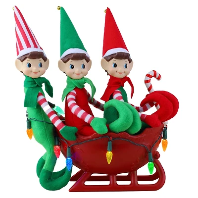 18" Santa's Elves Illuminated Sleigh Tabletop Accent