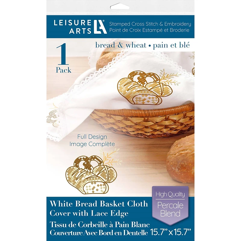 Leisure Arts® Bread & Wheat Cloth Cover Stamped Cross Stitch & Embroidery Kit