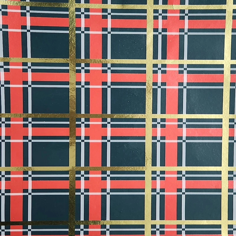 Green Check Kraft Premium Gift Wrap by Celebrate It™