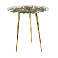 Gold Aluminum Modern Accent Table, 22" x 22" x 22"