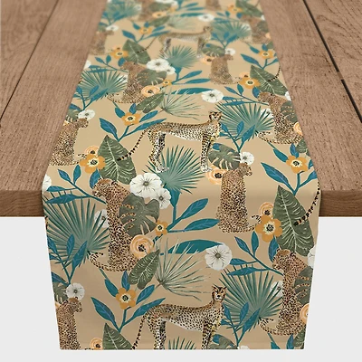 90" Tropical Cheetah Cotton Twill Runner