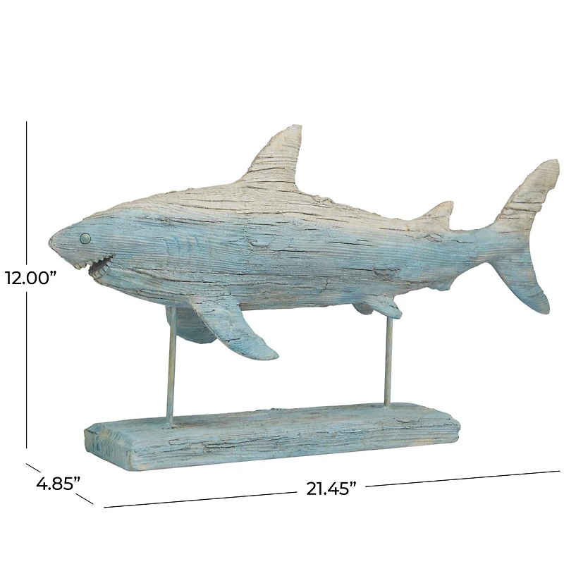 12" Light Blue Ombre Textured Shark Sculpture