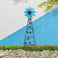 Glitzhome® 44" Metal Flower Wind Spinner Garden Stake