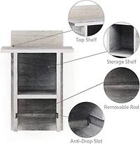 NEX™ 14" Rustic White Wall Mounted Toilet Paper Holder with Shelf