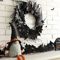 Glitzhome® Lighted Halloween Bat Garland & Wreath Set