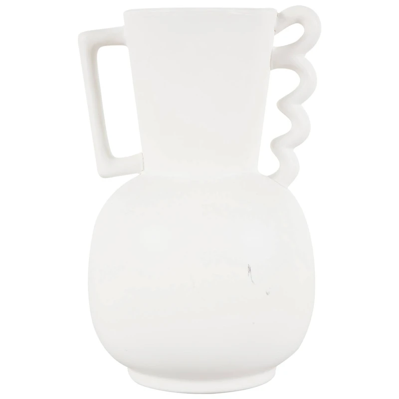 White Ceramic Vase Set with Wavy Handles