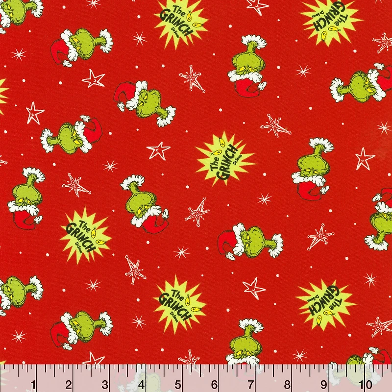 Dr. Seuss™ Grinch Head Toss Cotton Fabric