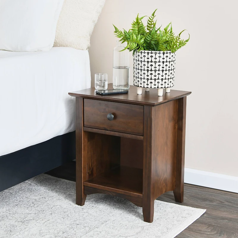 Hello Honey® 22" Walnut Finish Shaker Wood Farmhouse Nightstand