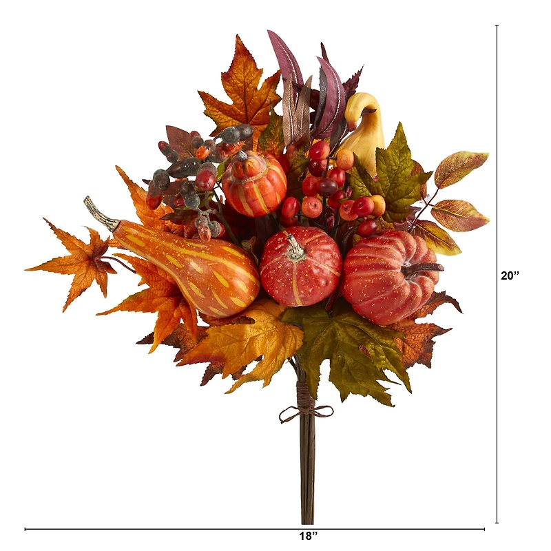 20" Pumpkin & Maple Leaf Bush, 2ct.