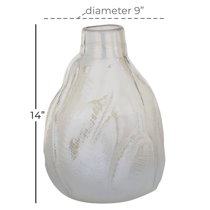 14" White Contemporary Glass Vase