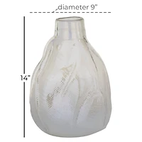 14" White Contemporary Glass Vase