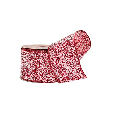 2.5" x 20ft. Red & White Sugar Wired Ribbon by Celebrate It®