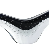 15.5" Wide Dark Blue Abstract Glass Sculpture with Bubble Texture