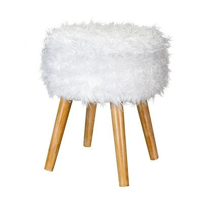 Organize It All White Faux Fur Storage Ottoman