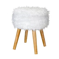 Organize It All White Faux Fur Storage Ottoman