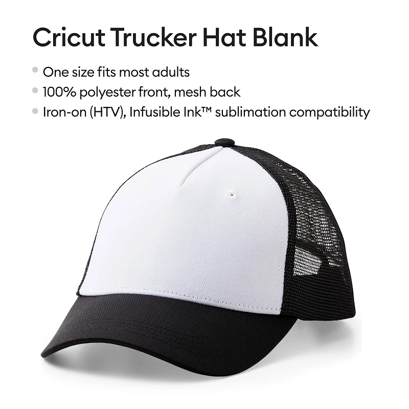 Cricut® Black/White Trucker Hat Blank