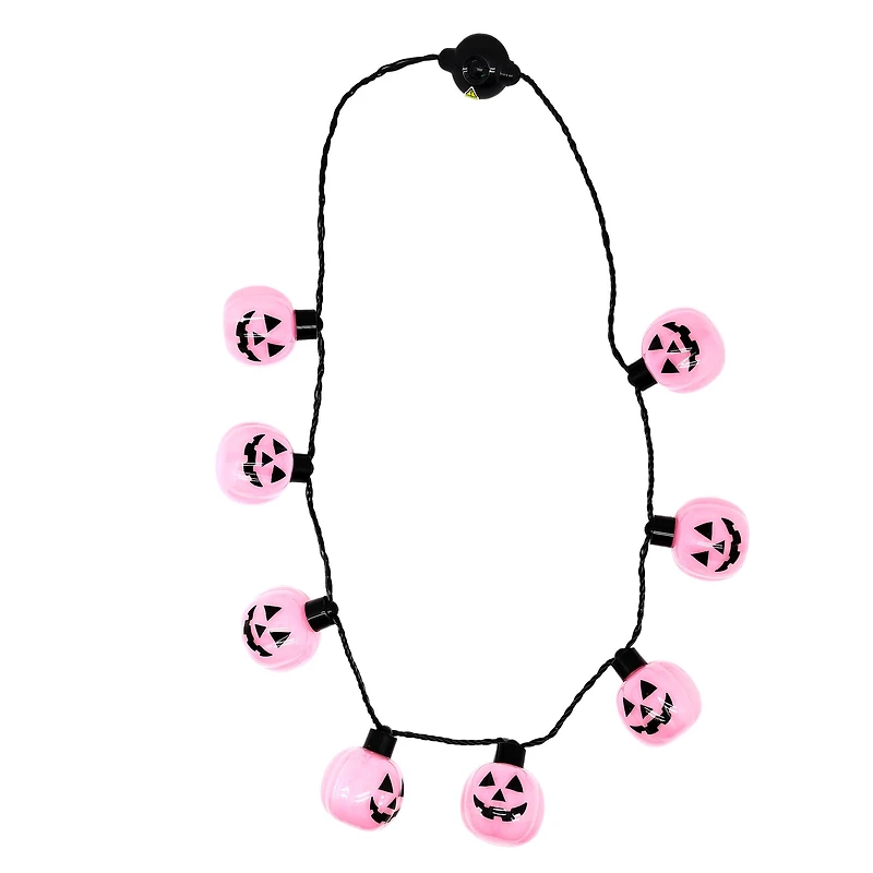 33" Pink Jack-O'-Lantern Necklace