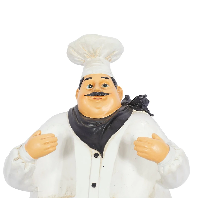 24" White Polystone Traditional Chef Sculpture