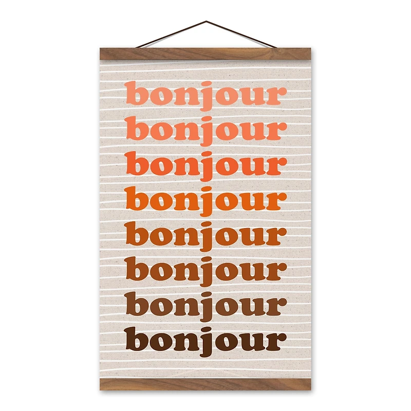 Bonjour Gradient 12" x 18" Teak Hanging Canvas