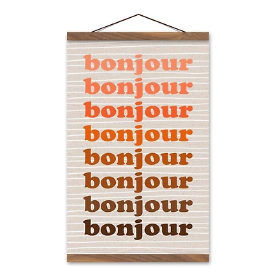 Bonjour Gradient 12" x 18" Teak Hanging Canvas
