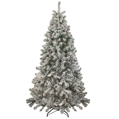 6.5ft. Pre-Lit Flocked Madison Pine Artificial Christmas Tree, Clear Lights