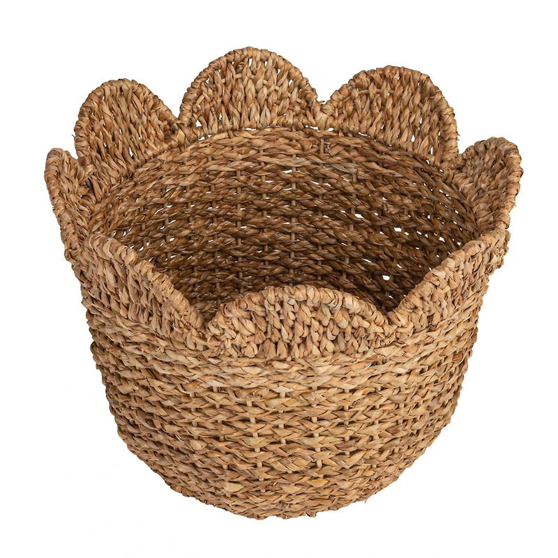 Hello Honey® Natural Scalloped Edge Braided Bankuan & Rattan Basket Set