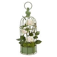 15" Triple Rose Arrangement in Decorative Cage