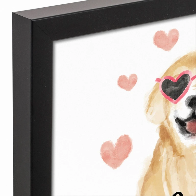 Woof you be my Valentine 13.73" x 13.73" Black Framed Canvas