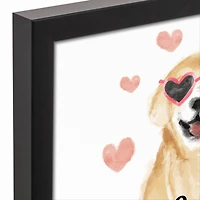 Woof you be my Valentine 13.73" x 13.73" Black Framed Canvas