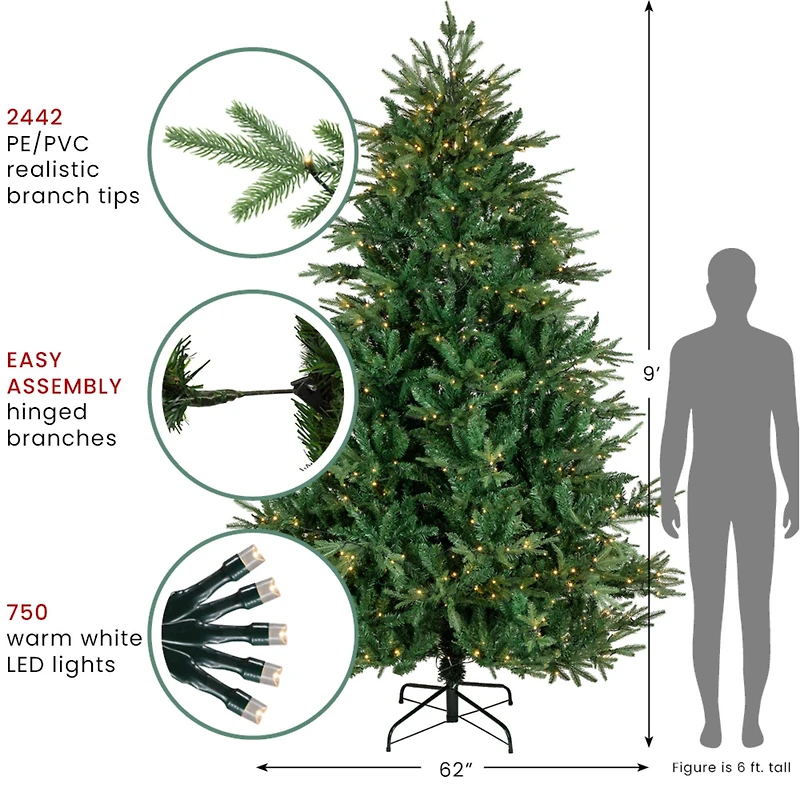 9ft. Pre-Lit Real Touch™ Juniper Pine Artificial Christmas Tree, Warm White LED Lights