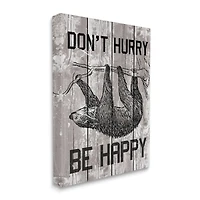 Stupell Industries Don't Hurry Funny Word Sloth Animal Textured Design Canvas Wall Art
