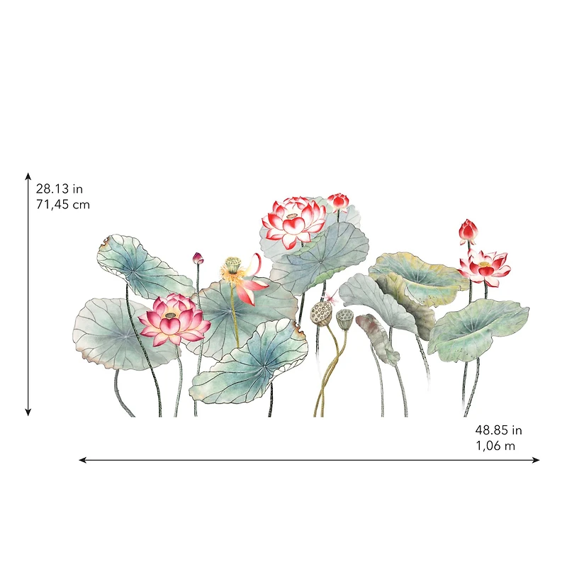 RoomMates Lotus Garden Peel & Stick Giant Wall Decal Set