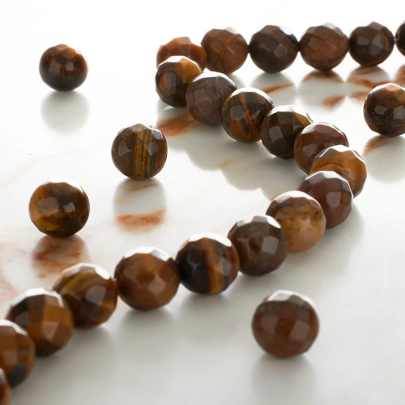 Yellow Tiger's Eye Faceted Round Beads, 10mm by Bead Landing™