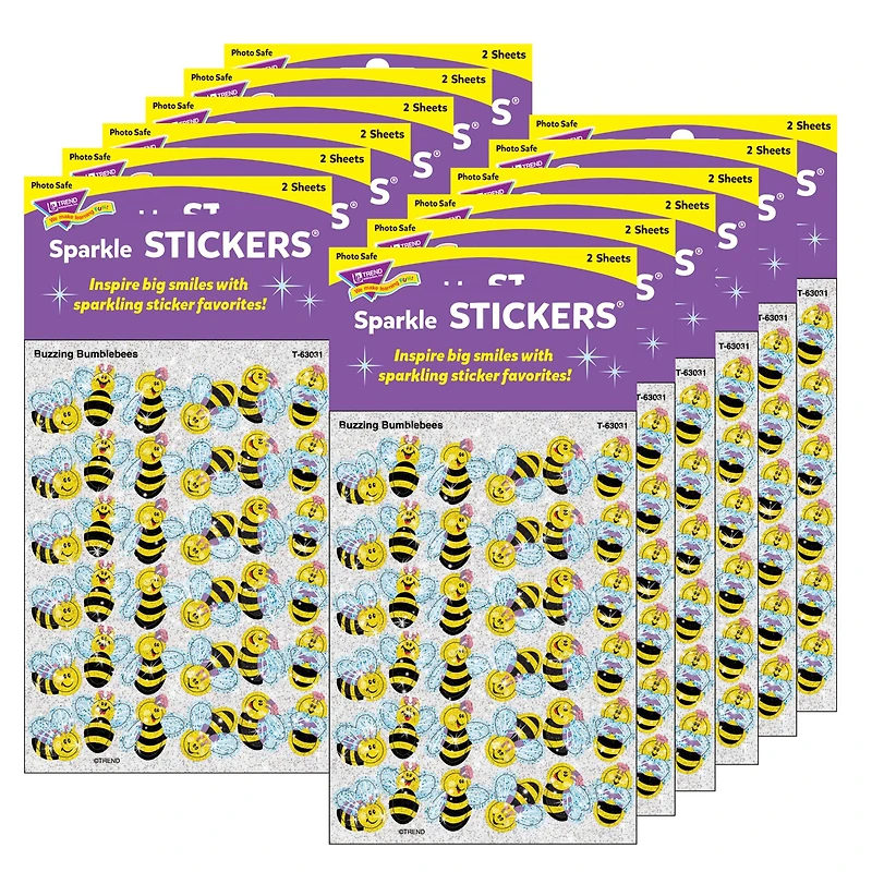 Trend Enterprises® Sparkle Stickers® Buzzing Bumblebees, 12 Packs of 72