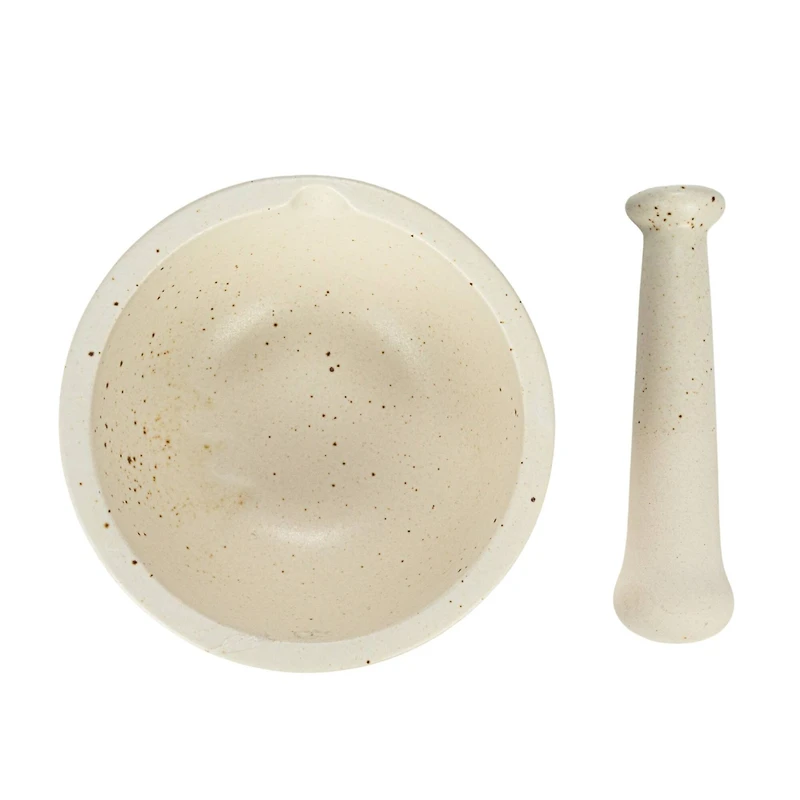 Hello Honey® White Round Stoneware Mortar & Pestle Set