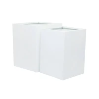 White Modern Planter, Set of 2" 17", 14"