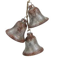 5" Silver & Brown Rustic String of Bells Glass Ornament